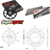 Kettensatz Stealth gold f&uuml;r: YAMAHA WR125 02-03/YZ125 02-04 13-49-112 DID520ZVM-X Endlos