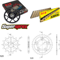 Kettensatz Stealth gold f&uuml;r: SUZUKI GS500 E 89-93 16-39-110 DID520VX3(G&B) Niet