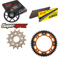 Kettensatz Stealth orange f&uuml;r: KTM SX65 12-15 14-46-112 DID428VX Clip